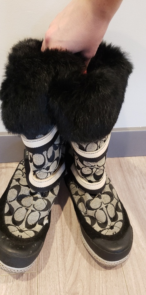 Coach winter boots black and gray 8.5